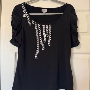 Worthington Black Top with Silver Chain Detail